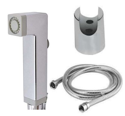 SQUARE ABS HEALTH FAUCET WITH FULL CP SHOWER TUBE