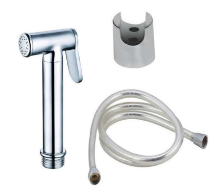 BRASS ROUND SLIM HEALTH FAUCET WITH FULL CP SHOWER TUBE