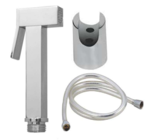 BRASS SQUARE SLIM HEALTH FAUCETWITH FULL CP SHOWER TUBE