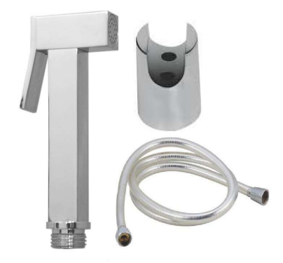 BRASS SQUARE SLIM HEALTH FAUCETWITH FULL CP SHOWER TUBE